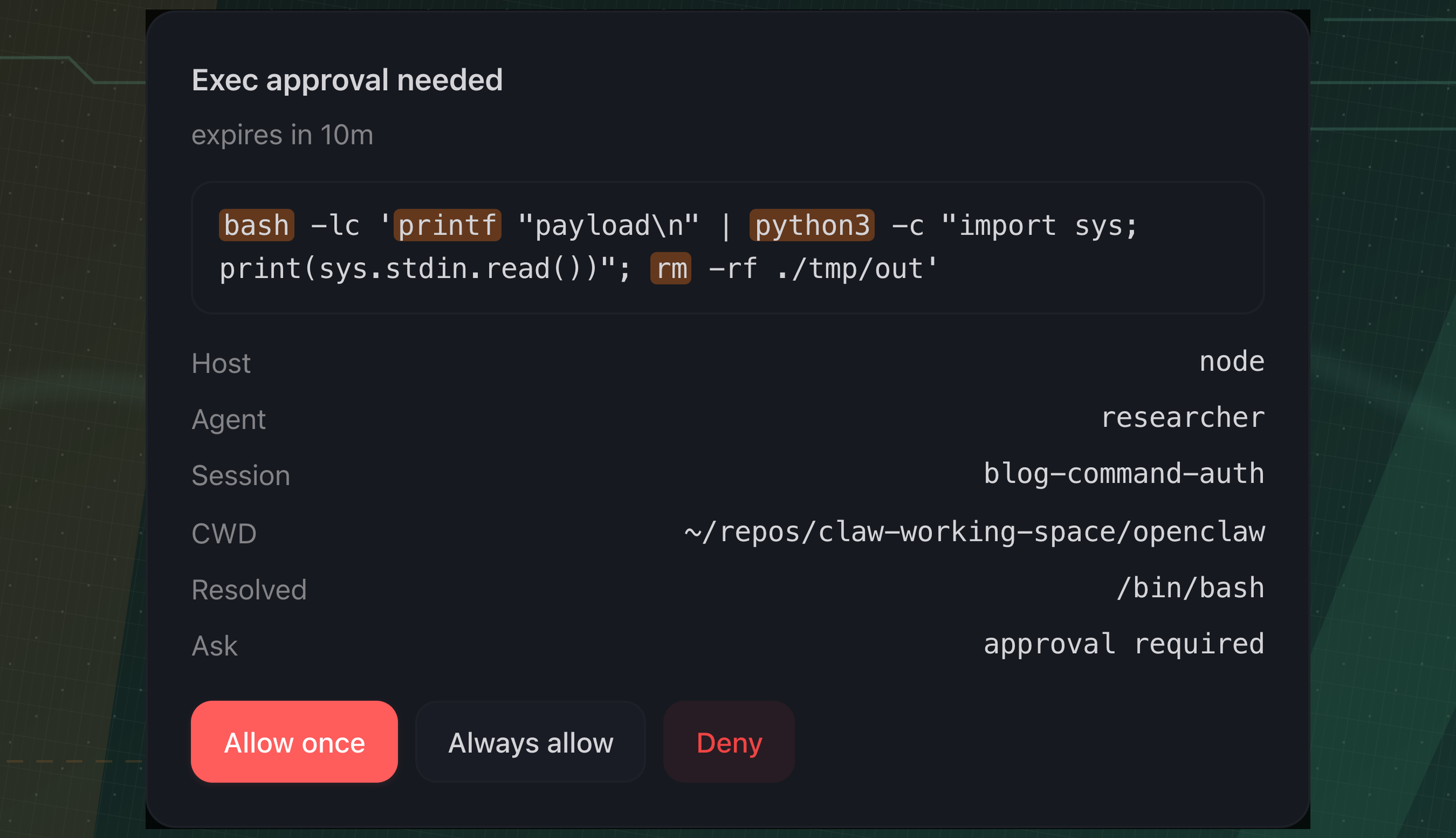 command ast approval highlight evidence
