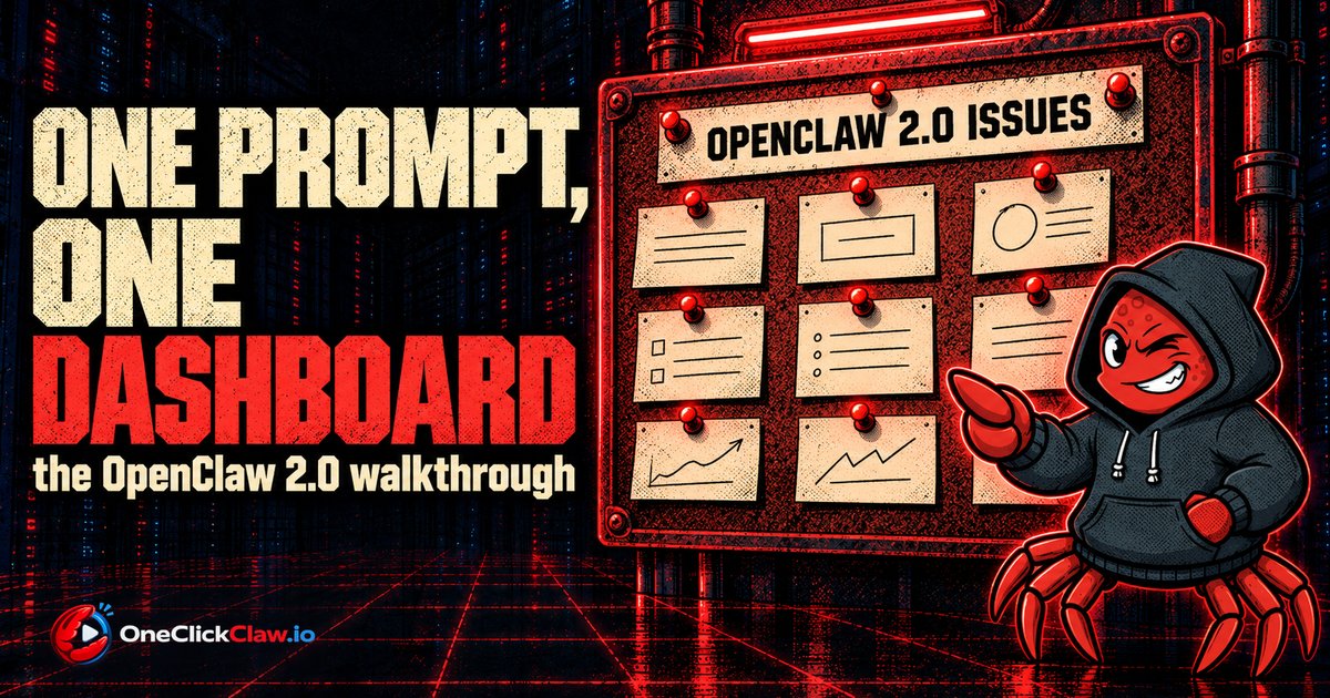 Build an OpenClaw dashboard from one prompt: the official 2.0 demo, step by step