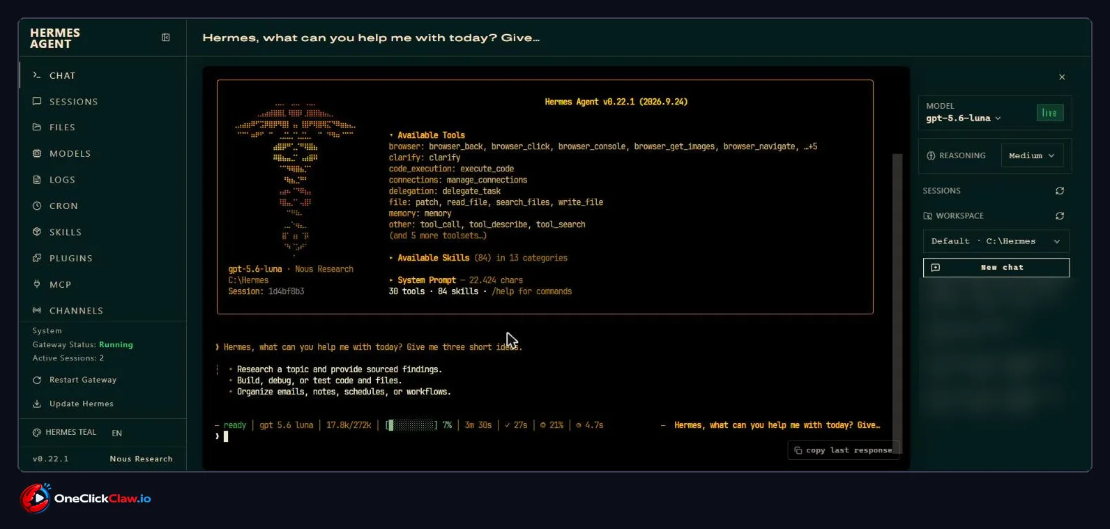 Hermes Agent reply with three short ideas